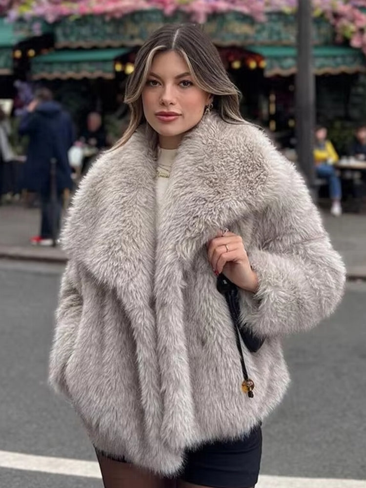 Women Luxury Big Fur Collar Overcoats Coats & Jackets - Tophatter Daily Deals