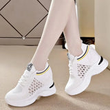High Heels Breathable Elevator Shoes 8cm White High Heel Sneaker - Tophatter Daily Deals