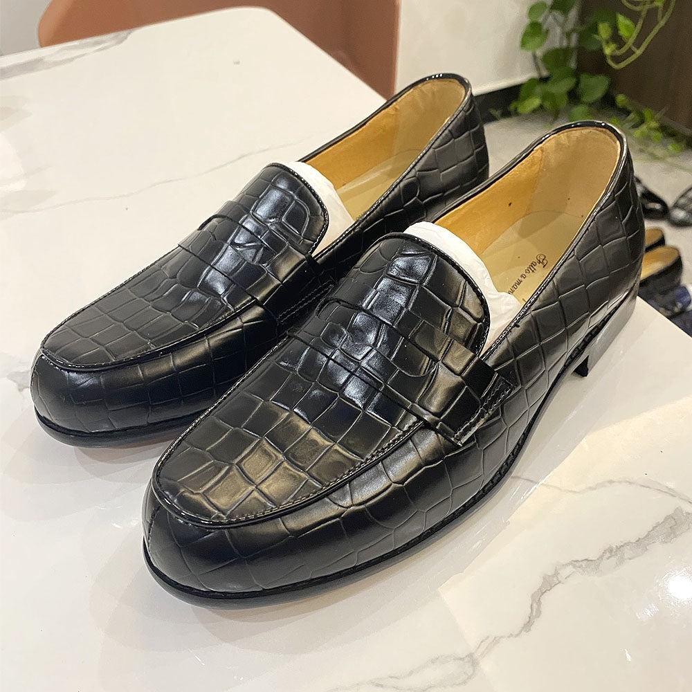 Genuine Cow Leather Male Dress Shoes Round Toe Loafer Shoes Men Shoes - Tophatter Daily Deals