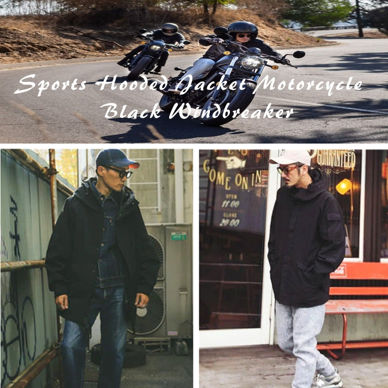 Sports Hooded Jacket Motorcycle Black Windbreaker Men Jackets - Tophatter Daily Deals