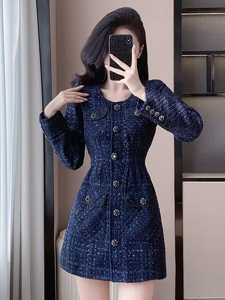 Casual Waist slimming and high-end Tweed Dress Work Wear Blazers - Tophatter Daily Deals