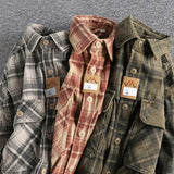 Plaid Woven Corduroy Men Shirts Men's Shirts - Tophatter Daily Deals