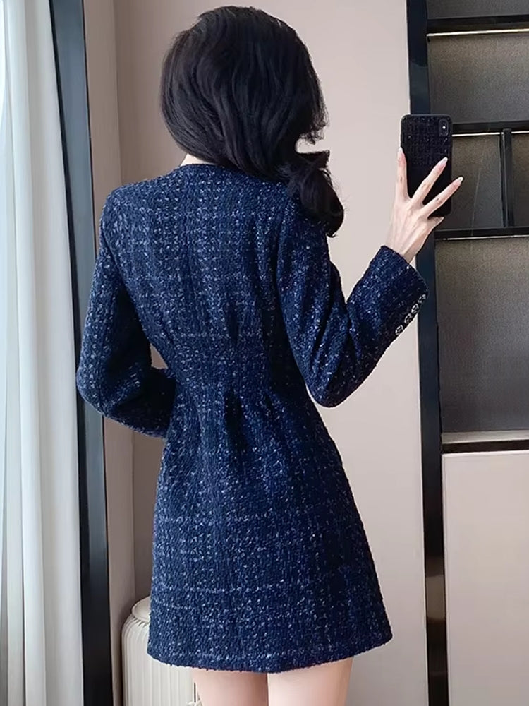 Casual Waist slimming and high-end Tweed Dress Work Wear Blazers - Tophatter Daily Deals