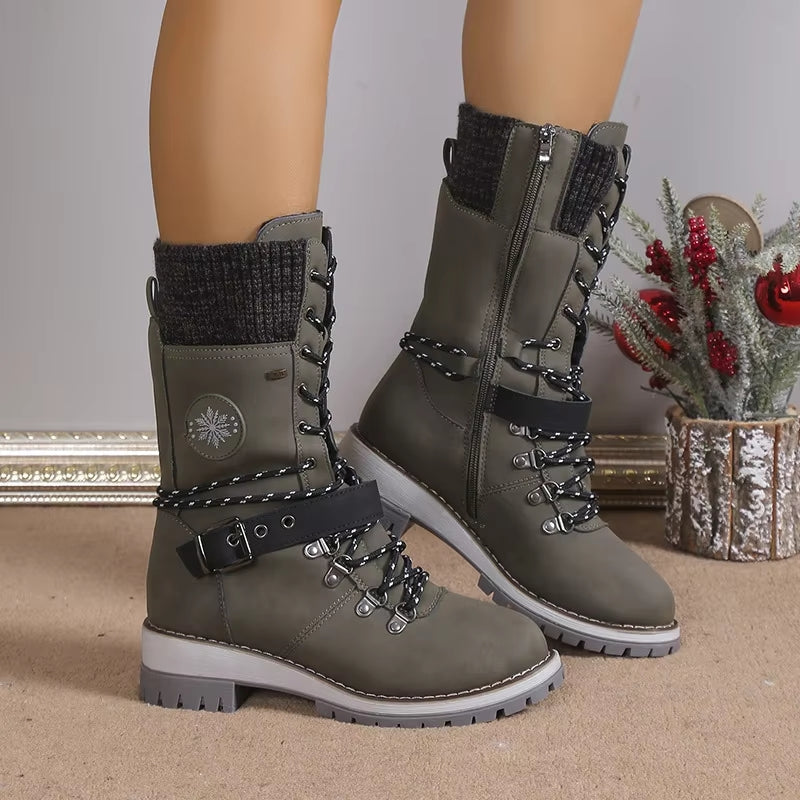 Mid-Calf Boots Square Heel For Women Green Boots - Tophatter Daily Deals