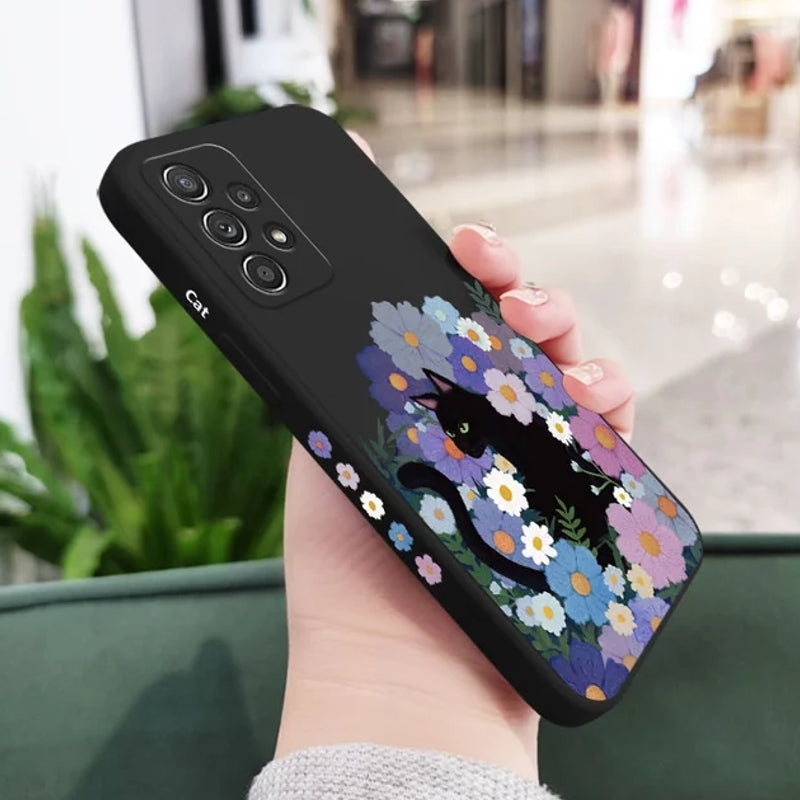 String Cat Floral Case For Samsung Black Samsung Cases - Tophatter Daily Deals