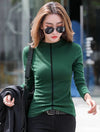 Autumn Winter Elastic Cotton Casual T Shirt Green Blouses - Tophatter Daily Deals