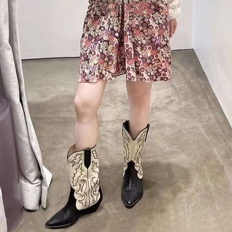 Women Retro Style Cowboy Boots Boots - Tophatter Daily Deals
