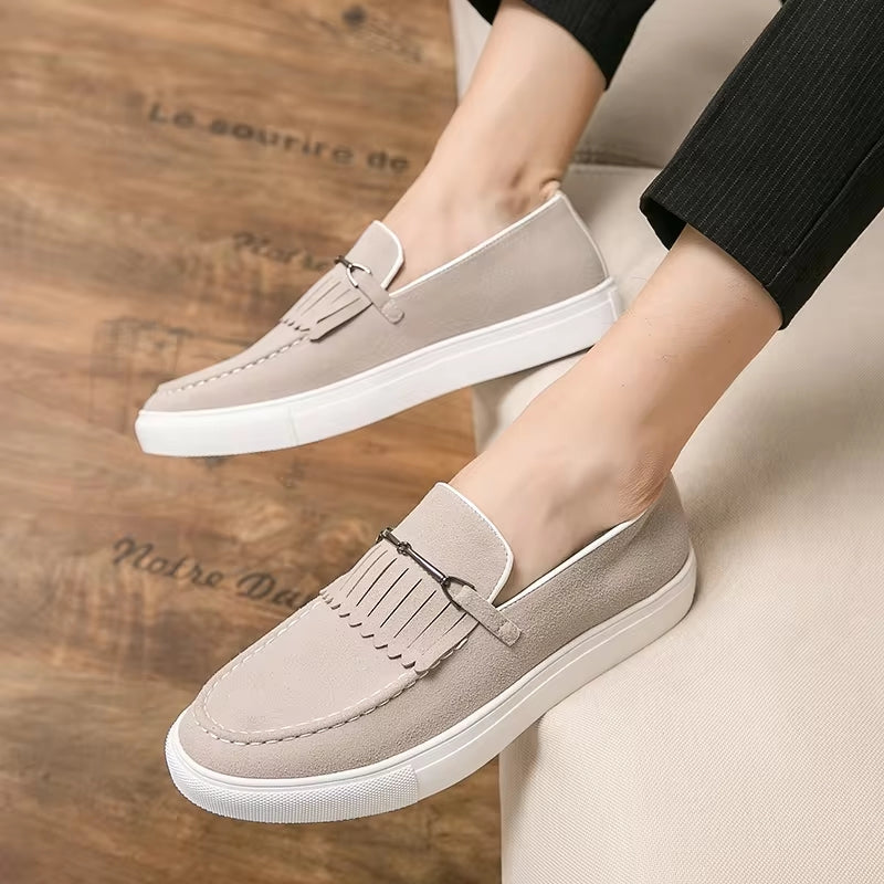 Men Loafers Suede Leather Casual Shoes Loafers - Tophatter Daily Deals