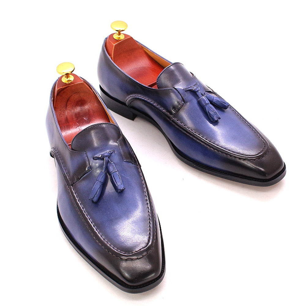 Tassel Loafers Vintage Genuine Leather Men Dress Shoes Men Shoes - Tophatter Daily Deals