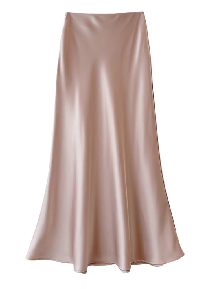 Smooth and silky Hip Wrap Zipper Skirt For Office Lady Pink Midi Dresses - Tophatter Daily Deals