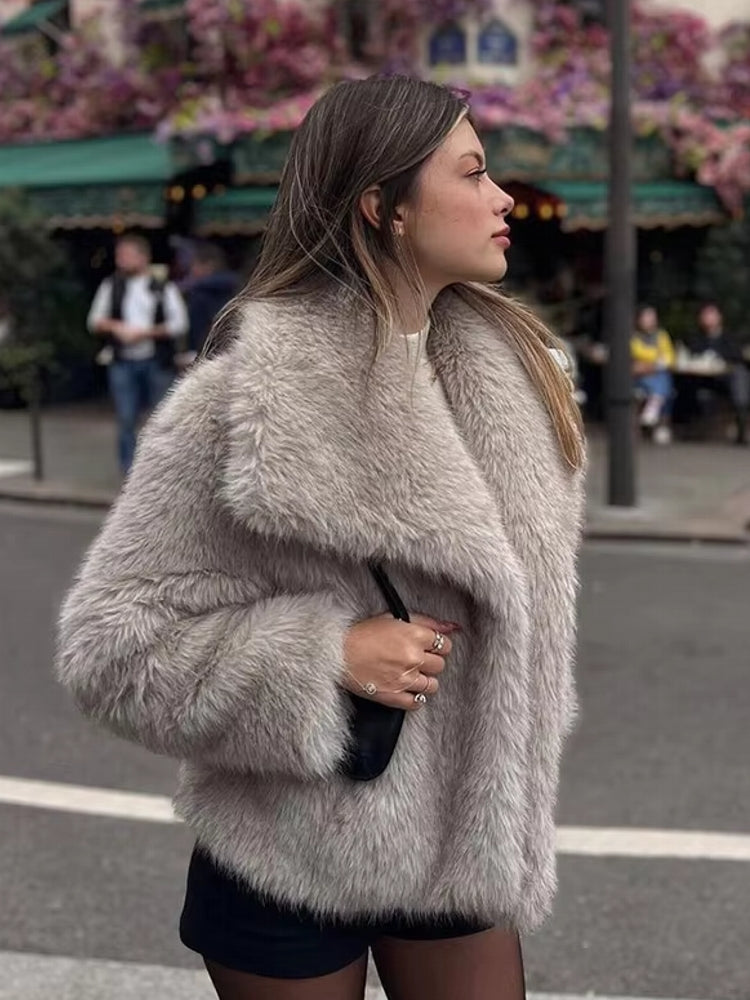 Women Luxury Big Fur Collar Overcoats Coats & Jackets - Tophatter Daily Deals