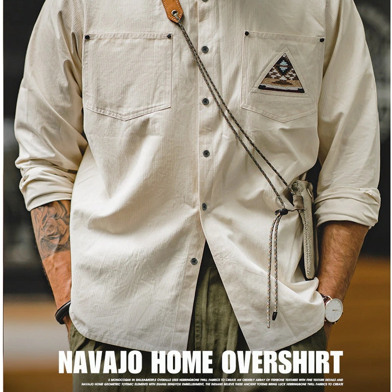 Retro Sleeve Patchwork Pocket Totem Shirt Men's Clothing - Tophatter Daily Deals