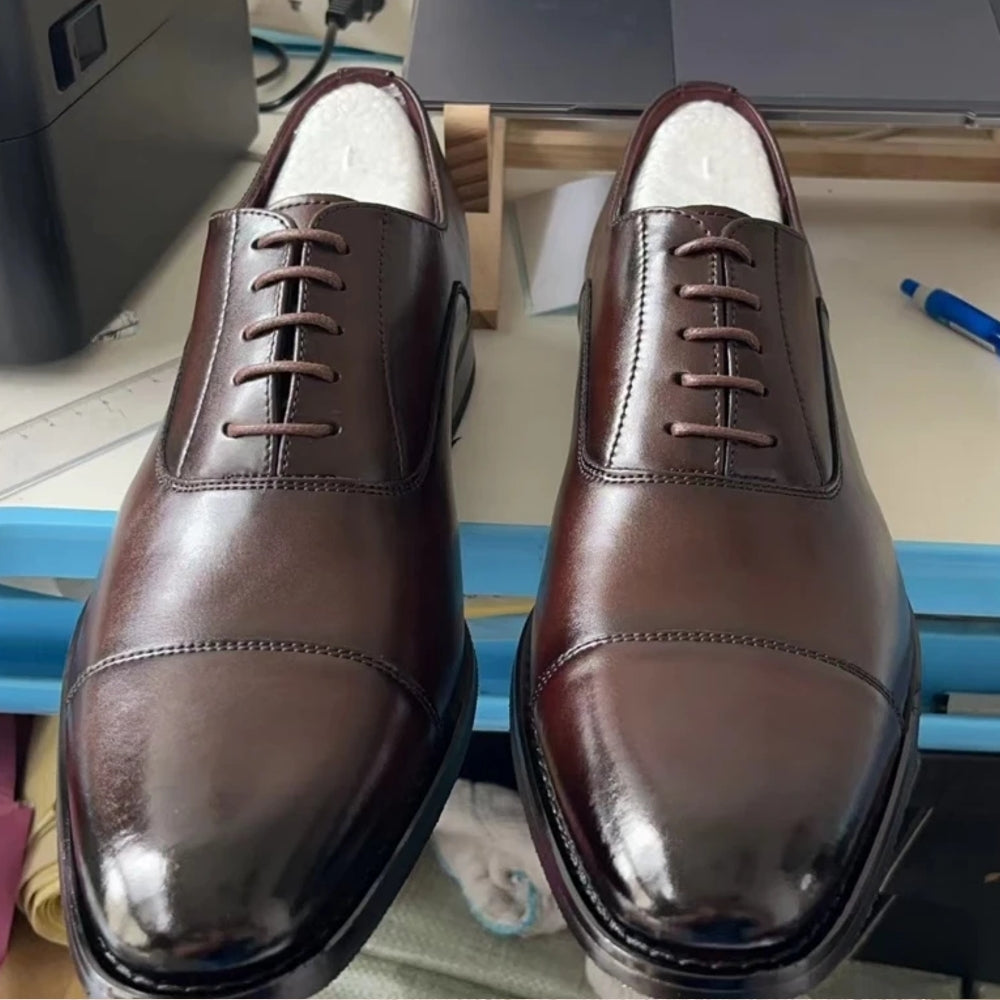 Brown Leather Oxford Shoes Brown Men Shoes - Tophatter Daily Deals