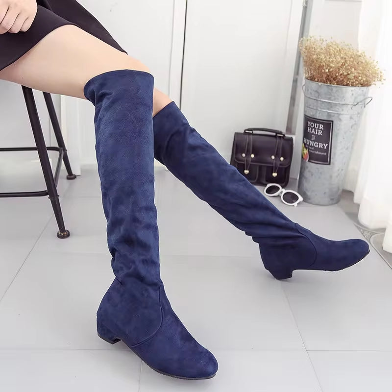 HOT New Arrival Women Boots Square Block Heel Fur Platform Winter Knee High Boots BOOTS - Tophatter Daily Deals