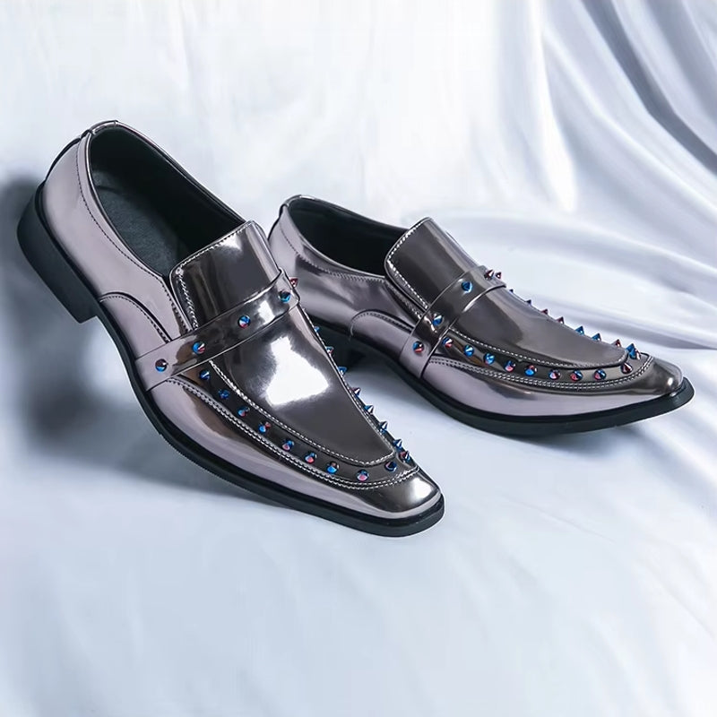 Fashion Gold, Silver, and Black Glitter Leather Rhinestone Shoes Men Dresses Shoes - Tophatter Daily Deals