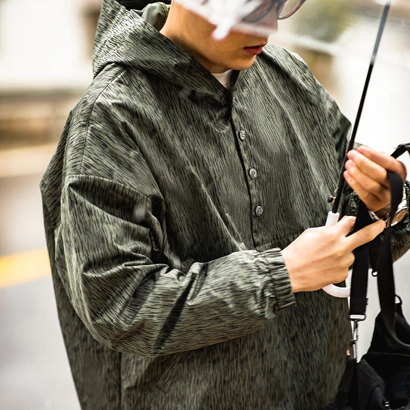 Outdoor Raindrop Camouflage Hooded Jacket Army Green Men's Clothing - Tophatter Daily Deals