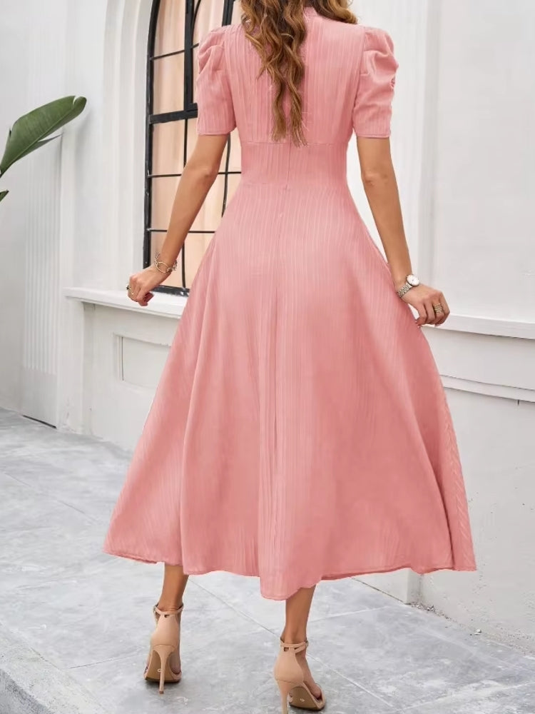 Elegance of High-Waisted Solid Color Dresses for Summer Midi Dresses - Tophatter Daily Deals