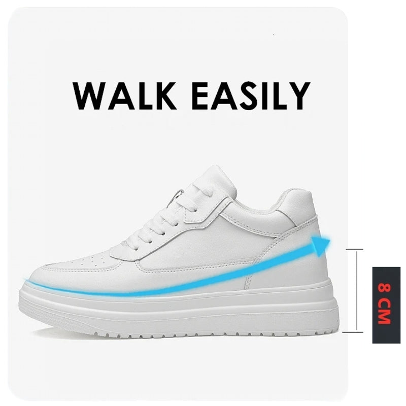 8cm White Black Taller Shoes Men Sneakers - Tophatter Daily Deals