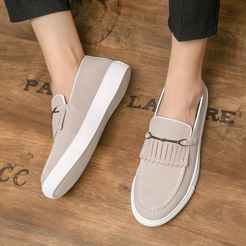 Men Loafers Suede Leather Casual Shoes Loafers - Tophatter Daily Deals