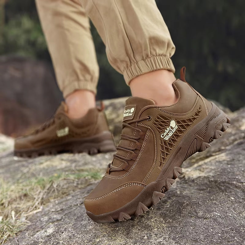 Leather Hiking Anti-Slip Casual Shoes For Men Brown Men Shoes - Tophatter Daily Deals