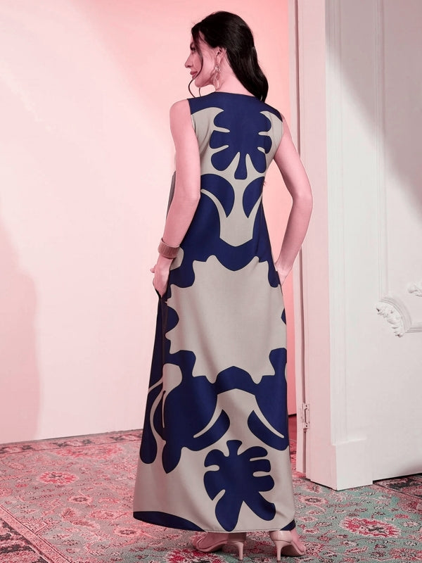 Abstract Print Sleeveless Maxi Dress Maxi Dresses - Tophatter Daily Deals