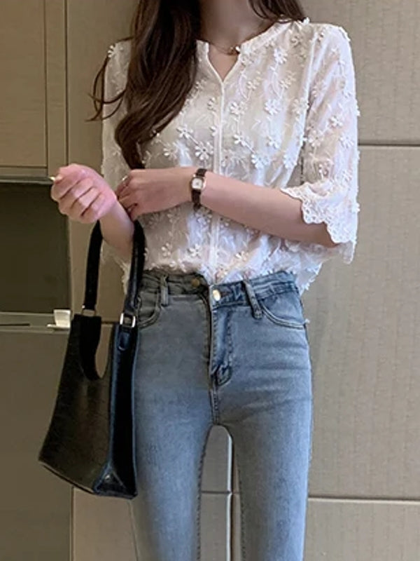Elegant Tops Lace Women Blouses Blouses - Tophatter Daily Deals