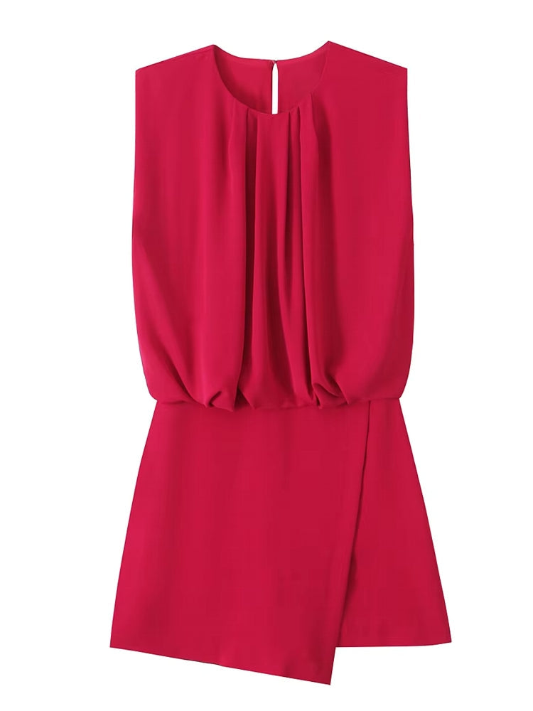 Chic Round Neck Sleeveless Slim-Fit Shorts Blouses - Tophatter Daily Deals