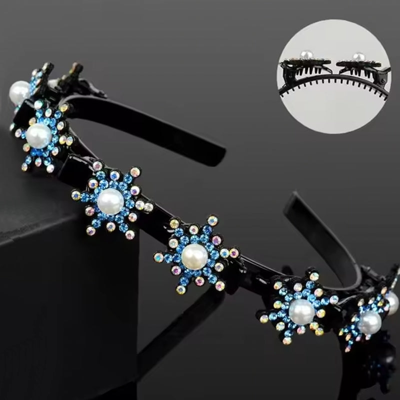 Flower Broken Hair Braided Headband Hair Pin Clips Blue HAIR ACCESSORIES - Tophatter Daily Deals