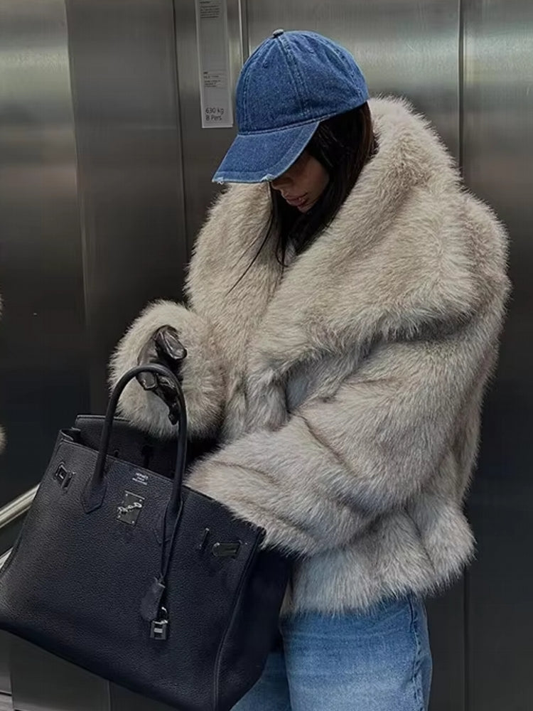 Women Luxury Big Fur Collar Overcoats Coats & Jackets - Tophatter Daily Deals