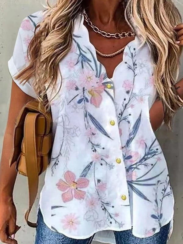 Floral Daily Weekend Floral Blouse Shirt Pink Blouses - Tophatter Daily Deals