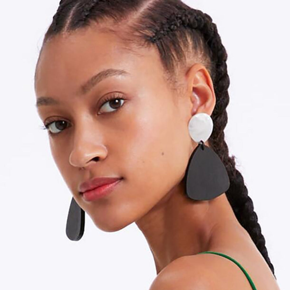 Wooden Triangular Exaggerated Earrings EARRINGS - Tophatter Daily Deals