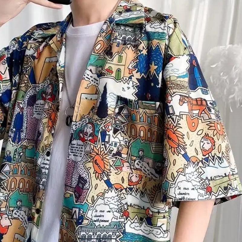 Summer Men Hawaiian Short Sleeve Shirts Multicolor Men's Shirts - Tophatter Daily Deals