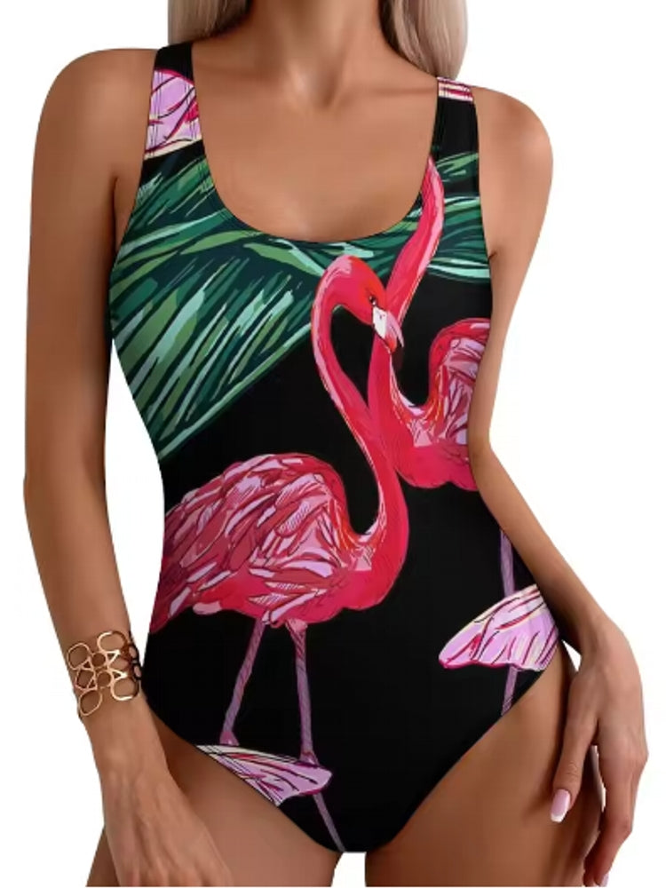 Stylish Tropical Flamingo Women Swimsuit One Piece Swimwear - Tophatter Daily Deals