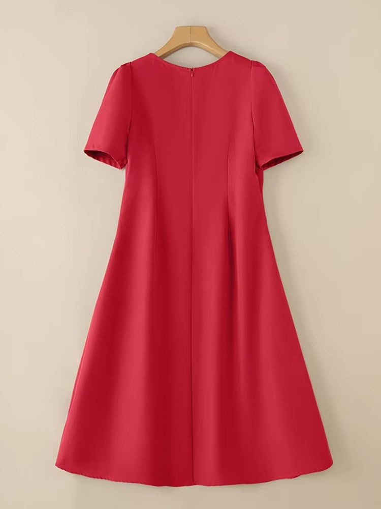 Women Summer Dress Elegant Office Lady Sundress Robe Midi Dresses - Tophatter Daily Deals