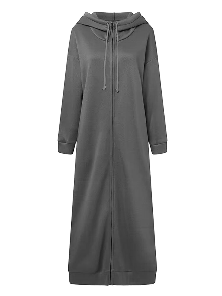 Fashion Hooded Sports Sweatshirt Gray Maxi Dresses - Tophatter Daily Deals
