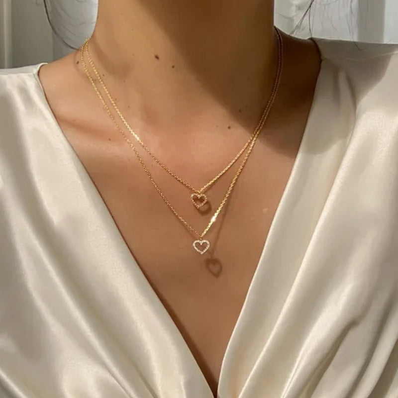 Crystal Zircon Heart Star Charm Pendant Necklace Clear Necklace - Tophatter Daily Deals