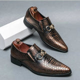 Artificial Leather Loafers Mini Crocodile Pattern Brown Men Dresses Shoes - Tophatter Daily Deals