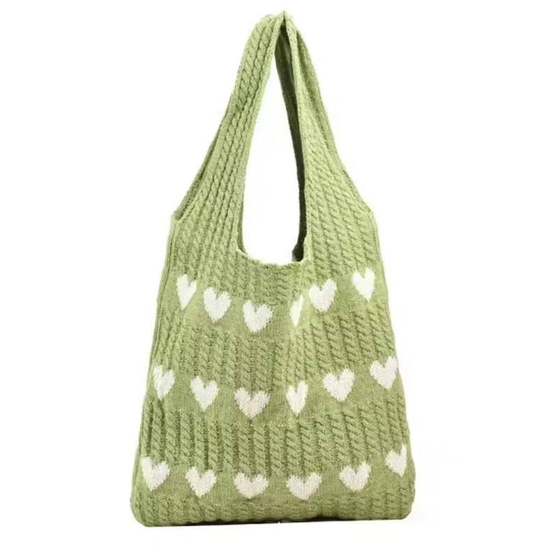 Summer Handmade Woolen Knitted Bag Green Women Bag - Tophatter Daily Deals