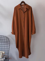 Women Cotton Oversized Big Shirt Dress Dark Brown Blouses - Tophatter Daily Deals