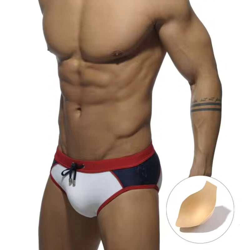 Men's Swim Briefs White With Pads Swimsuit - Tophatter Daily Deals