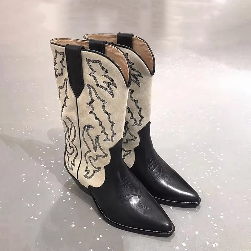Women Retro Style Cowboy Boots Boots - Tophatter Daily Deals