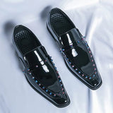 Fashion Gold, Silver, and Black Glitter Leather Rhinestone Shoes Men Dresses Shoes - Tophatter Daily Deals