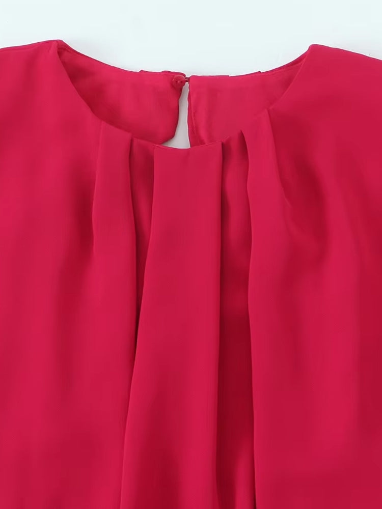 Chic Round Neck Sleeveless Slim-Fit Shorts Blouses - Tophatter Daily Deals