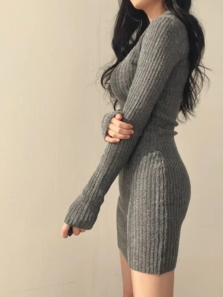 Women V-Neck Sexy Knit Bodycon Dress Mini Dresses - Tophatter Daily Deals