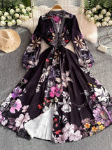 Casual Long Sleeve V-Neck Party Buttons Down Dress Maxi Dresses - Tophatter Daily Deals