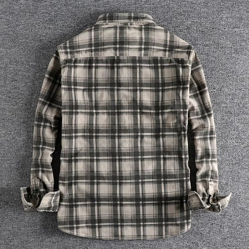 Plaid Woven Corduroy Men Shirts Men's Shirts - Tophatter Daily Deals