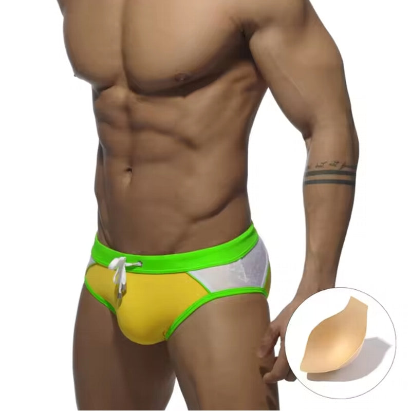Men's Swim Briefs Yellow With Pads Swimsuit - Tophatter Daily Deals