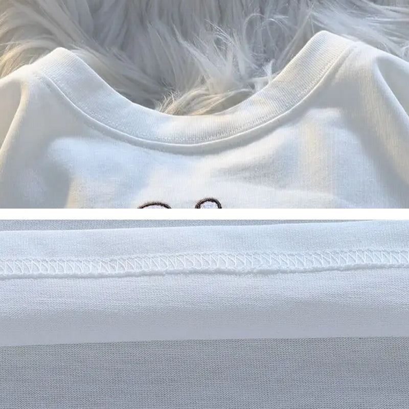 Cotton Baby Cat Couple Loose T-shirt Blouses - Tophatter Daily Deals