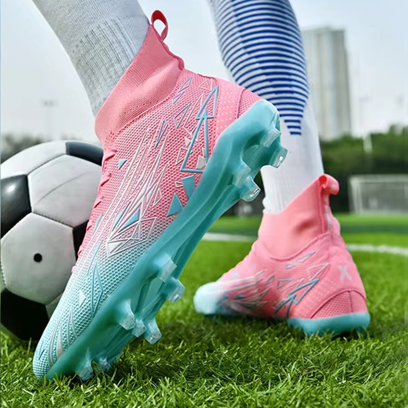Both Adults And Kids Soccer Shoes Pink FG Soccer Shoes - Tophatter Daily Deals