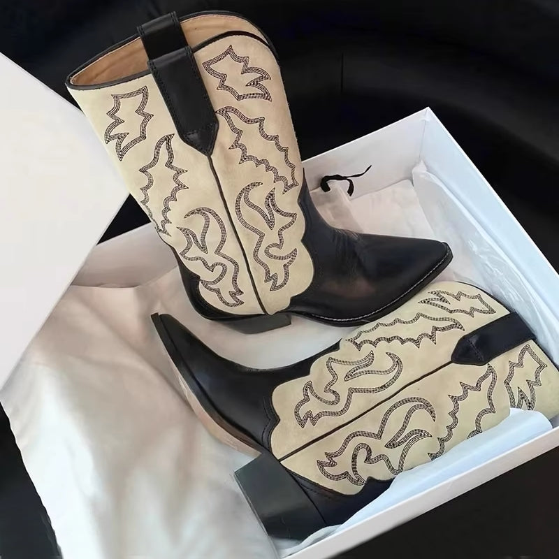 Women Retro Style Cowboy Boots Boots - Tophatter Daily Deals